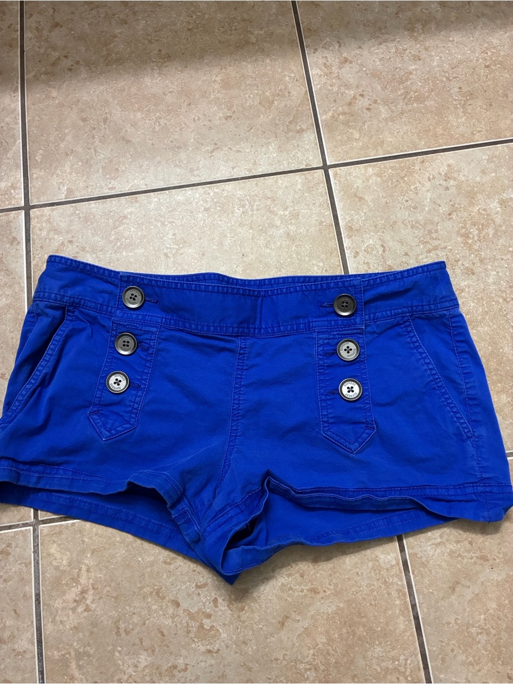 Express Royal Blue High-Waist Button-Accent Women's Shorts